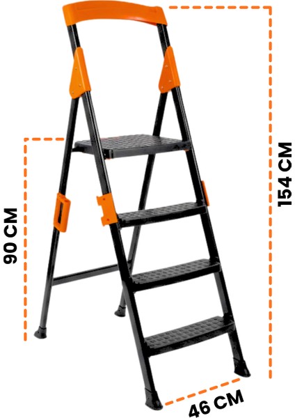 Primo 3+1 Basamaklı Katlanır Merdiven | Ev Tipi Kaymaz Plastik Geniş Basamaklı 3+1 Merdiven fiyatları