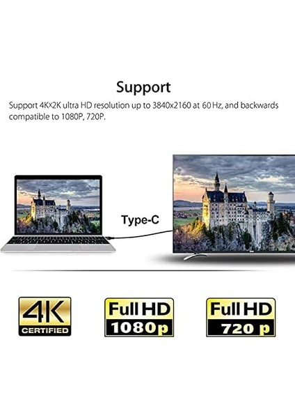 Hc-01 Type-C To 4K Ultra Full Hd HDMI Usb-C Tak Çalıştır Görüntü Aktarım Kablosu-1.8m fiyatları
