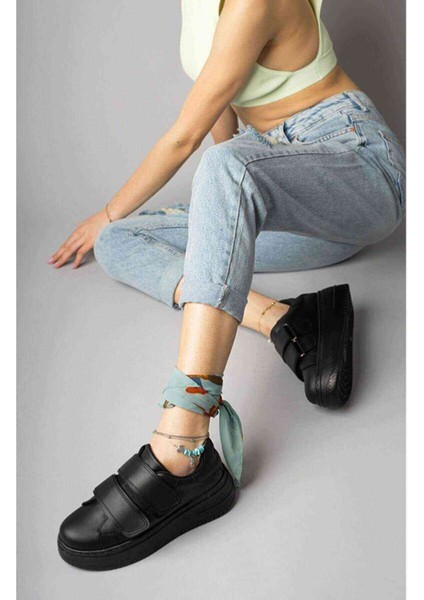 Kadın Siyah Yüksek Topuklu Spor Ayakkabı , Snekaer indirimleri