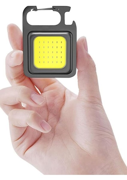 LED Anahtarlıklı Metal Kasa El Şişe Açacağı Usb’li Şarj Edilebilir Cep Boy Cob 800MAH