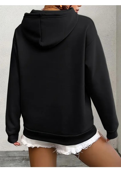 Kadın Oversize Juicy Kristal Taş Baskılı Hoodie Kalın Kumaş Hoodie Sweatshirt modelleri