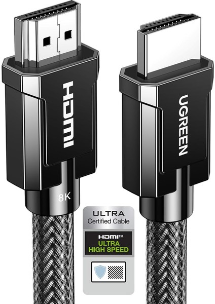 HDMI 2.1 Kablosu 8k HDMI Kablosu 2.1 8k 60Hz 4K 120Hz 48GBPS Dolby Vision Earc 3D Hdcp2.2 HDR10 Vrr HDMI 8k Kablosu Ps5, Ps4 Pro, Alıcı, Xbox S, OLED Tv, Soundbar, Monitör Vb. Ile Uyumlu (3m)