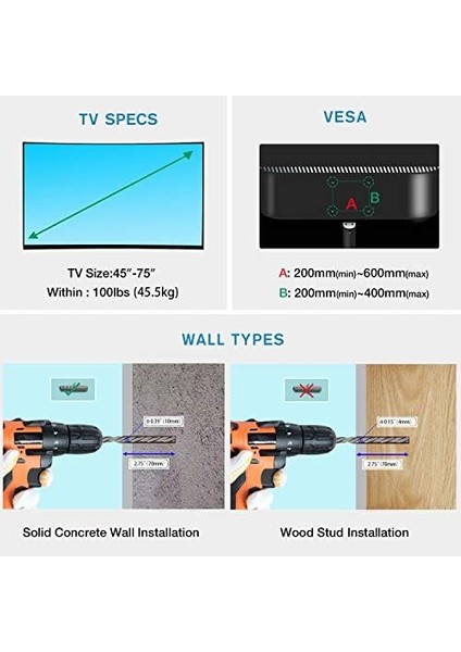 Bayou Nb P6 LCD LED OLED 40"–80" Uyumlu, Ultra Ince Tv Askı Aparatı Tuv Sertifikalı 2023 Versiyon modelleri