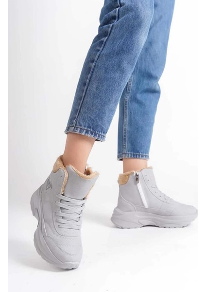 Abra Süper Hafif Ortopedik Yün Astarlı Kadın Spor Bot - Gri