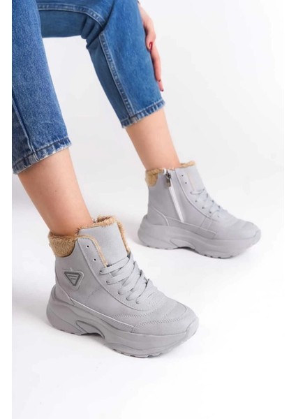 Abra Süper Hafif Ortopedik Yün Astarlı Kadın Spor Bot - Gri