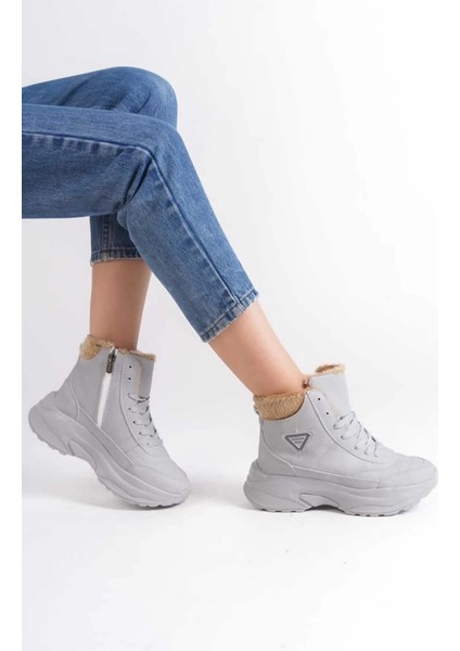 Abra Süper Hafif Ortopedik Yün Astarlı Kadın Spor Bot - Gri