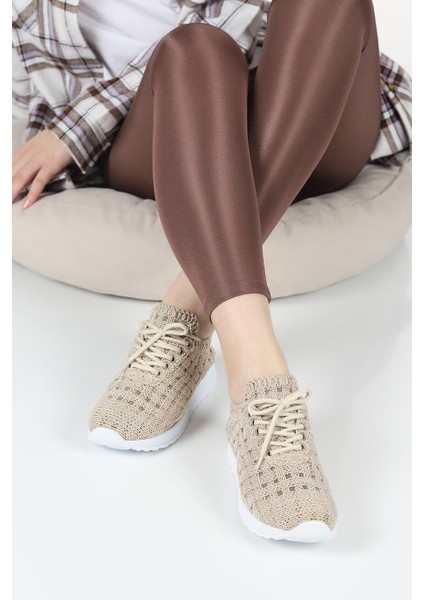 Luzia Zarif Tasarım Model Dantel Tasarım Kadın Spor Ayakkabı Krem