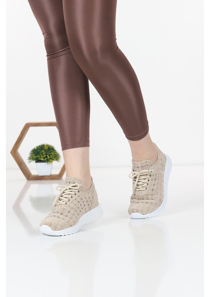 Luzia Zarif Tasarım Model Dantel Tasarım Kadın Spor Ayakkabı Krem