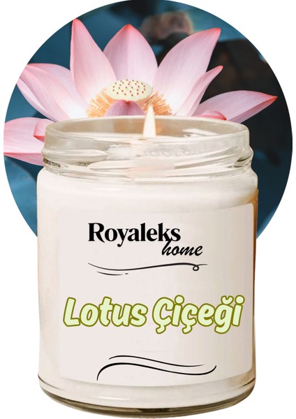 Doğal Özel Seri Kokulu Dekoratif Kavanoz Mum 210 cc - Lotus Esansı - Ryl