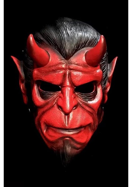 Halloween Maske Hellboy Kırmızı Boynozlu