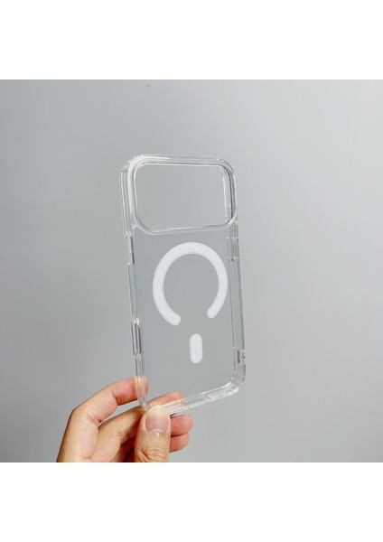 iPhone 17 Pro Max Sararmaz Magsafe Mika Sert Kapak - Şeffaf modelleri