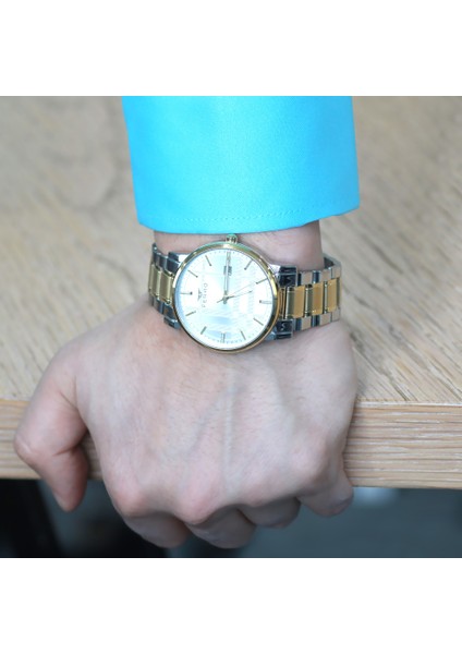 Ferro Altın Gümüş Renk Çelik Kordonlu Erkek Kol Saati TH-F11183A-D modelleri