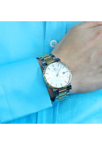 Ferro Altın Gümüş Renk Çelik Kordonlu Erkek Kol Saati TH-F11183A-D fırsatları