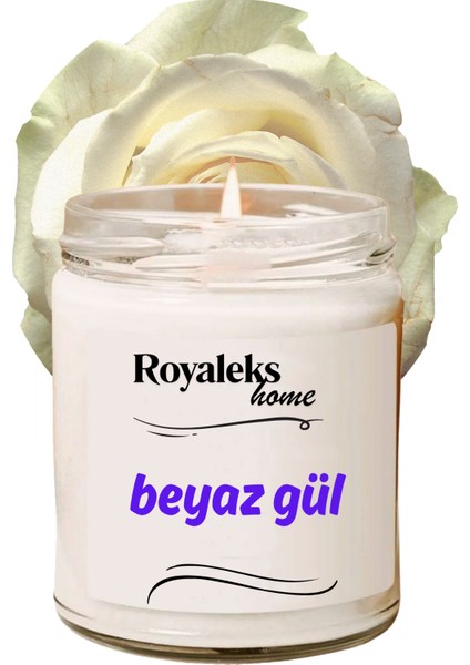 Doğal Özel Seri Kokulu Dekoratif Kavanoz Mum 210 cc - Beyaz Gül - Ryl