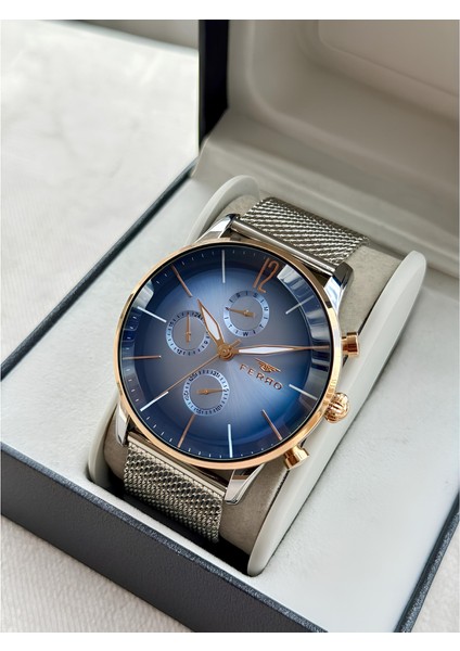 Ferro Gümüş Renk Hasır Kordon Erkek Kol Saati Fonksiyonları Aktif 3 Atm Su Geçirmez TH-FM11039C-E3 fırsatları