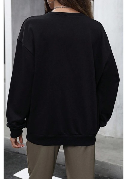 Bisiklet Yaka Juicy Kristal Taş Baskılı Basic Hoodie 3 Iplik Kalın Sweatshirt fiyatları