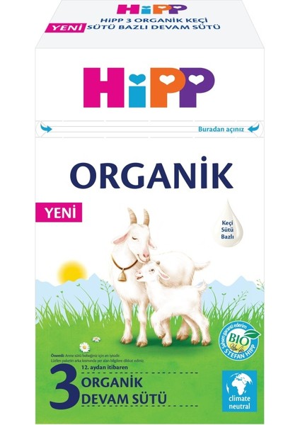 Hipp 3 Organik Keçisütü Bazlı Bebek Devam Sütü 400 gr