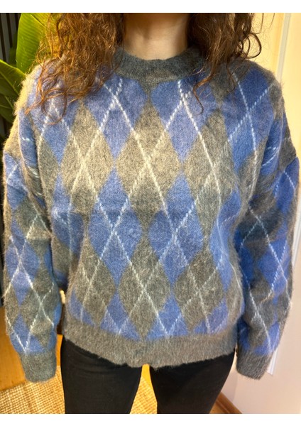 Baklava Desen Yumoş Kazak Gri fırsatları