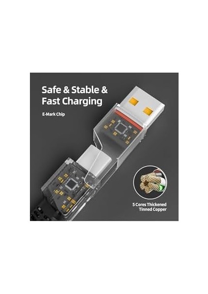 4-In-1 Çok Fonksiyonlu USB Şarj Kablosu, Carplay ve Auto Uyumlu, Örgülü Kablo, Hızlı Şarj 1 Metre modelleri