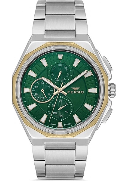 Ferro Gümüş Renk Çelik Kordon Erkek Kol Saati Fonksiyonları Aktif 3 Atm Su Geçirmez TH-FM11590AWT-D6