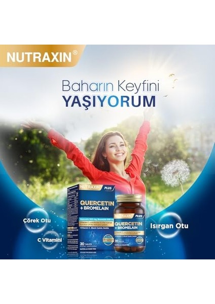 Nutraxin Quercetin + Bromelain 30 Tablet – C Vitamini, Çörek Otu ve Isırgan Otu Içerikli Bağışıklık Destekleyici Takviye