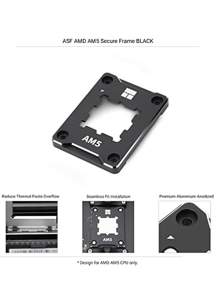 Thermalright Asf-Siyah Am5 Cpu Tutucu, Düzeltici Bükülme Önleyici Sabitleme Çerçevesi, Am5 Tam Fit Sabit Işaretsiz Montaj, Am5 Bükülme Önleyici Kontak Çerçevesi, Cpu Soğutucu Standardı modelleri