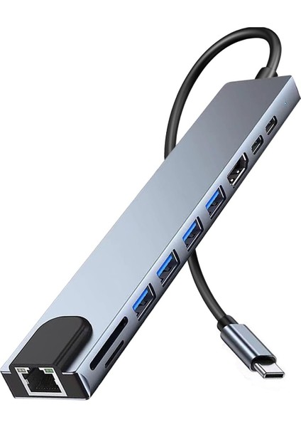 10-In-1 USB C Çoklayıcı, Hdmı, Ethernet, Sd/tf Kart, USB 3.0/2.0 Bağlantı Noktaları, 100W Pd Şarj, Gümüş