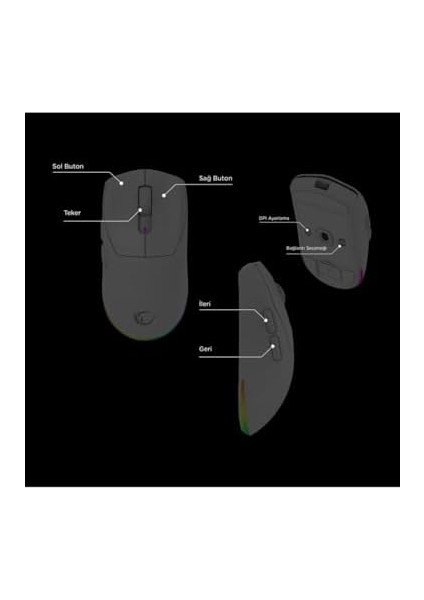 Prote M5 Pro Kablosuz Beyaz Rgb Ledli Şarjlı 26000 Dpı 3395 Sensor Gaming Oyuncu Mouse modelleri