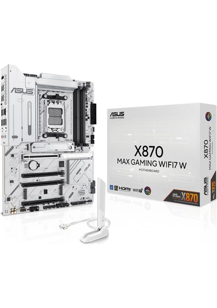 X870 Max Gamıng Wıfı7 W Amd X870 Am5 Ddr5 8000 HDMI 2xusb4 3x M2 Usb3.2 Wifi 7 + Bt Aura Rgb 5gbit Lan Atx 12+2+1 Güç Aşamaları, Çift Usb4, 3xm.2 Slot, Advanced Aı Pc-Ready, Beyaz Tasarım