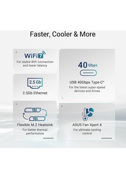 X870 Max Gamıng Wıfı7 W Amd X870 Am5 Ddr5 8000 HDMI 2xusb4 3x M2 Usb3.2 Wifi 7 + Bt Aura Rgb 5gbit Lan Atx 12+2+1 Güç Aşamaları, Çift Usb4, 3xm.2 Slot, Advanced Aı Pc-Ready, Beyaz Tasarım modelleri