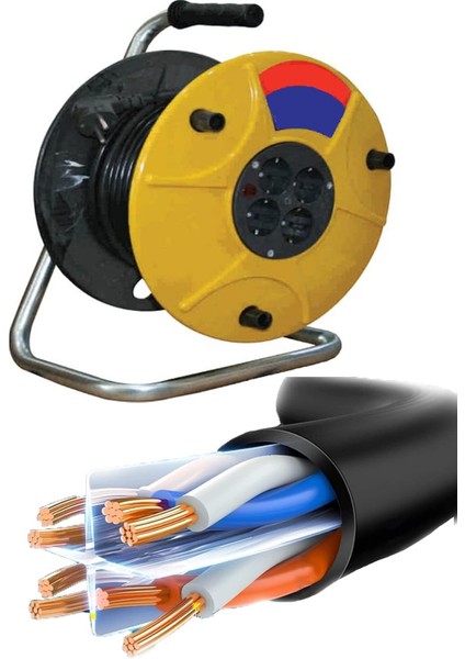 Makaralı Uzatma Kablo Seyyar Priz 35 Metre 3x1,5 1410