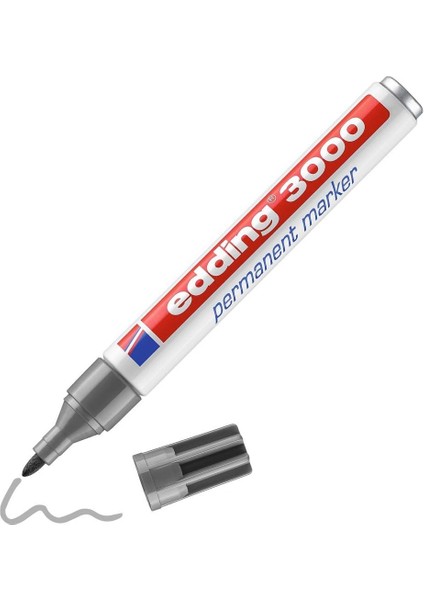 3000 Kalıcı Markör, Gri, 1, Yuvarlak Uç, 1,5 – 3 Mm, Hızlı Kuruyan Kalıcı Markör, Su Geçirmez, Silmeye Dayanıklı, Karton, Plastik, Ahşap, Metal Için, Evrensel Markör