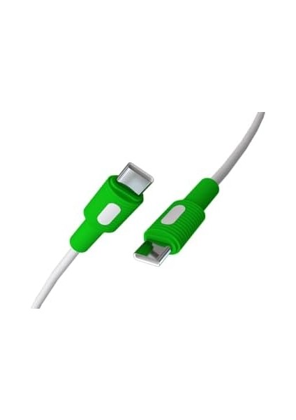 Type C-C Power Delivery Hızlı Şarj Kablosu, Beyaz Kablo, Beyaz/yeşil Uçlar (150 Cm) modelleri