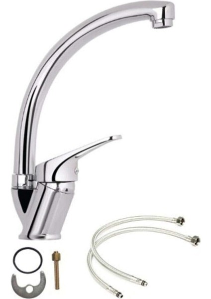 Soğuk Çift Su Girişli Mix Mutfak Eviye Musluğu Çeşmesi Bataryası