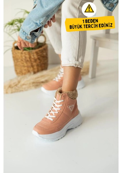 Abra Süper Hafif Ortopedik Yün Astarlı Kadın Spor Bot - Pudra