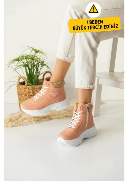 Abra Süper Hafif Ortopedik Yün Astarlı Kadın Spor Bot - Pudra