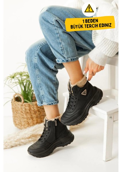 Abra Süper Hafif Ortopedik Yün Astarlı Kadın Spor Bot - Siyah Bej indirimleri