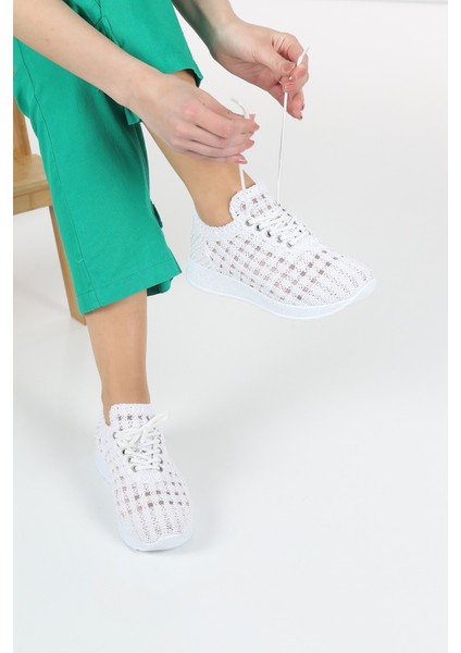 Luzia Zarif Tasarım Model Dantel Tasarım Kadın Spor Ayakkabı Beyaz