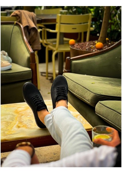 ZRN-101 Siyah Premium Triko Bağcıklı Günlük Erkek Ayakkabı