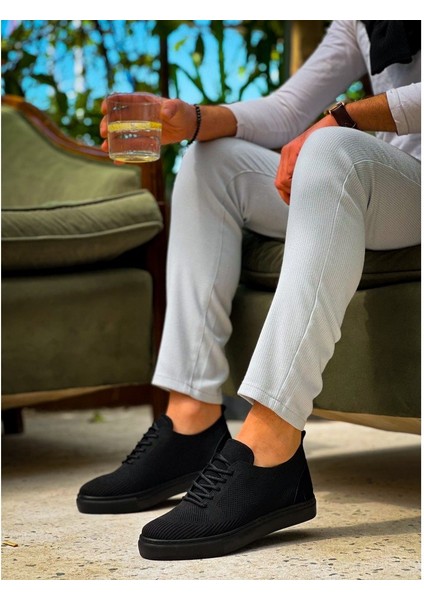 ZRN-101 Siyah Premium Triko Bağcıklı Günlük Erkek Ayakkabı