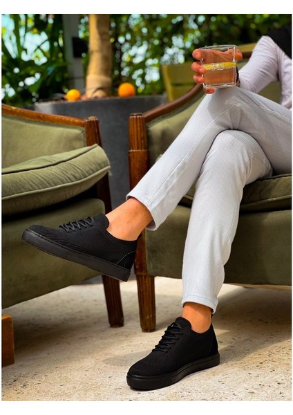 ZRN-101 Siyah Premium Triko Bağcıklı Günlük Erkek Ayakkabı