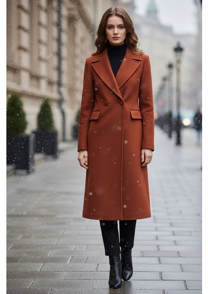 Kiremit Kırmızı Tüğlenmez Ithal Kaşe Kumaş Metrelik En 150 cm Kaban Ceket Mont Giyim Kumaşı