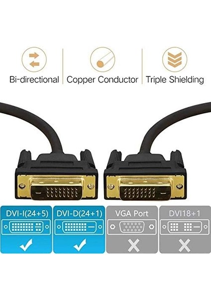 AL-4577 DVI To DVI Monitör Ekran Kablosu Ara Bağlantı Dvi-D 24+1 1.8m modelleri