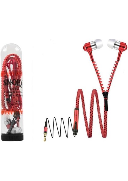 Rampage Snopy SN-808 Fermuar Kablolu Kırmızı Kulak Içi Kulaklık