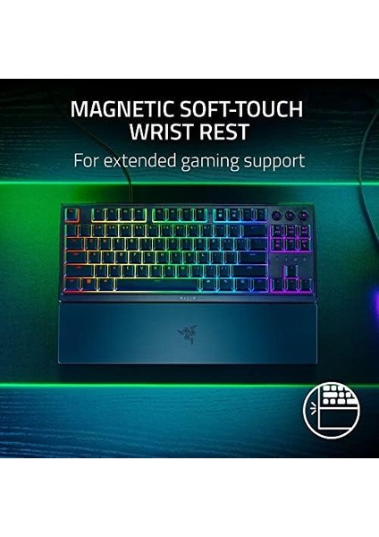 Ornata V3 Tenkeyless - Kompakt Düşük Profil Oyun Klavyesi (Meka-Membran Anahtarlar, Özel Medya Tuşları, Manyetik Yumuşak Dokunuşlu Bilek Desteği) Tr Düzeni | Siyah modelleri