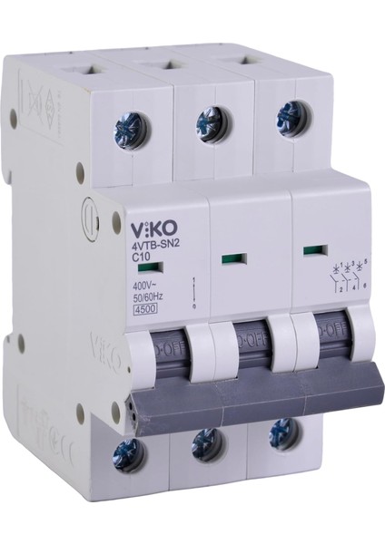 4VTB-3C10 Otomatik Sigorta 4,5ka C Tipi 3 Kutup 10A