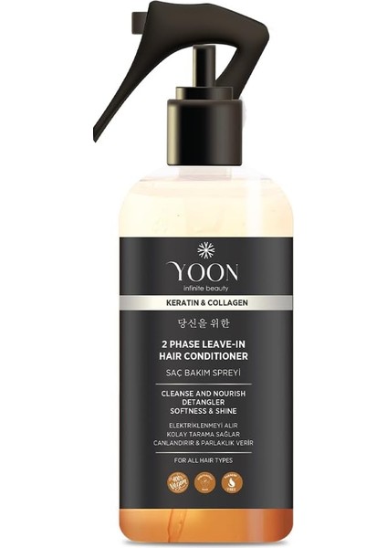 Yoon Elektriklenme Önleyici ve Kolay Tarama Spreyi, Kolajen & Keratin Içeren Saç Spreyi, Paraben ve Sülfat Içermeyen Vegan Saç Bakım Spreyi 250ML fiyatları
