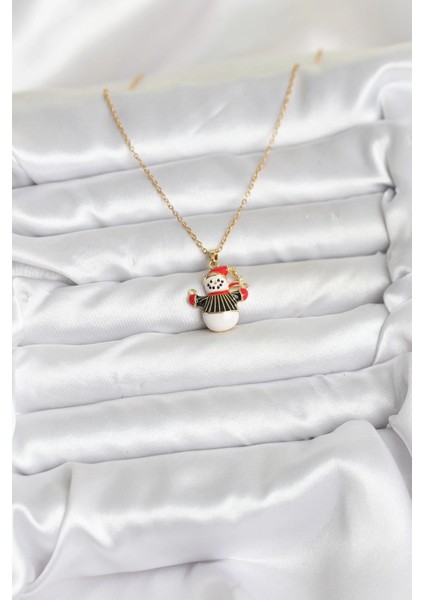 Bfs 316L Çelik Zincir Gold Renk Kardan Adam Figürlü Yılbaşı Temalı Kadın Kolye fiyatları