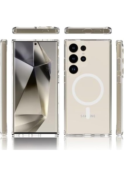 Labs Galaxy S24 Ultra ile Uyumlu (6.8 Inç) Magsafe Uyumlu Air Hybrid Darbe Emici Tpu ve Pc Kılıf, Şeffaf modelleri