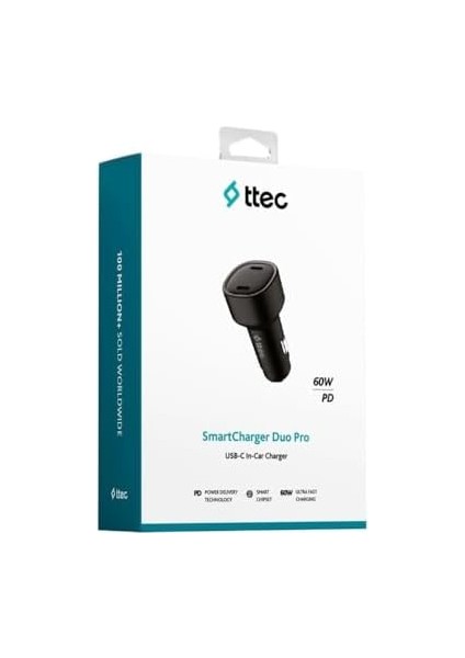 Smartcharger Duo Pd 60W Araç Hızlı Şarj Aleti Usb-C+Usb-C Siyah fiyatları